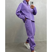 Χαμηλού Κόστους Αθλητικά κοστούμια-Γυναικεία Φόρμα Αθλητικές Φόρμες Φούτερ με πουλόβερ Τσέπη με φερμουάρ Μονόχρωμο Ρούχα σύνολα Φθινόπωρο Μαύρο Κίτρινο Σπαντέξ Προπόνηση Ένδυση γυμναστικής και άθλησης Τρέξιμο