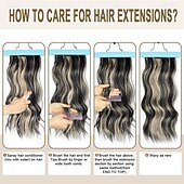 abordables Clip dans les extensions-Extensions de cheveux à clipser 20 pouces, extensions de cheveux longs blonds mélangés noirs, 4 pièces, postiches synthétiques souples pour femmes