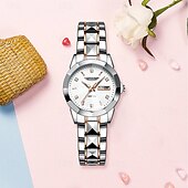 abordables Montres à quartz-Montres de luxe pour femmes, mode décontractée, acier inoxydable, lumineuses, étanches, à quartz