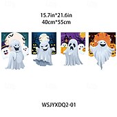 お買い得  ハロウィン壁タペストリー-ハロウィンの旗 ゴースト柄の旗 - 屋外用のクリエイティブなホリデーガーデンフラッグ、ハロウィン用の小さなガーデンフラッグ