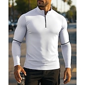 男性用 ランニングトップ ランニングTシャツ クォータージップ 長袖 Tシャツ ソリッド 速乾性 ライトウェイト 高通気性 テニス ゴルフ ランニング スポーツウェア アクティブウェア ダークグレー ブラック ホワイト お買い得  ランニングTシャツとタンクトップ-男性用 ランニングトップ ランニングTシャツ クォータージップ 長袖 Tシャツ ソリッド 速乾性 ライトウェイト 高通気性 テニス ゴルフ ランニング スポーツウェア アクティブウェア ダークグレー ブラック ホワイト