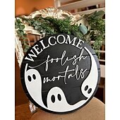 halpa Halloween-halloween etuoven seppele ovenripustin aave tervetuloa oven numero puinen käsityöt riipus