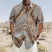 economico Geometrica-Per uomo Geometrico Marmo Arte astratta Camicia Camicia Estiva Camicia con Bottoni Manica Corta Moda Casual Abbigliamento casual alla moda Vacanza Ferie Estate Collo ripiegato Stampa 3D Una tasca