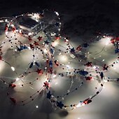 economico Striscie luci a batteria-1 Pz Luce Decorativa a Stringa con 30 LED 3M Patriottica per il 4 Luglio Giorno dell'Indipendenza 250° Anniversario Giorno della Memoria Stringa di Luci Decorativa a Stelle Rosse Bianche e Blu Tema