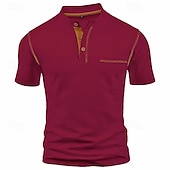 economico Maglietta casual Henley-Per uomo Maglietta Maglia Henley Camicia a Maniche Corte Manica Corta Henley Estate Blocco di colori Moda Designer Essenziale Patchwork Tasca Vacanza Streetwear Uscire Vinaccia Nero Bianco Maglietta
