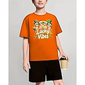 billiga Pojkens 3D Vision &amp; Geometri-Pojkar 3D Grafisk Dödskalle T-shirt Kortärmad Sommar Vår Mode Grundläggande Barn 4-12 år Rund hals Utomhus Ledigt Dagligen Normal
