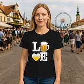 tanie Koszulki-Oktoberfest Jeleń Niedźwiedź Koszulkowy Koszulka Lederhosen Match bawarski Monachium Niemiecki Graficzny Na Dla par Męskie Damskie Dla dorosłych Karnawał Piwo Oktoberfest Tłoczenie na gorąco Impreza