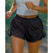 baratos Calções de corrida-Mulheres Shorts de Corrida Shorts franzidos Cintura elástica Com Cordão Calção Desportos e Ar livre Casual Secagem Rápida Leve Respirável Tênis Golfe Corrida Normal Roupa de esporte Roupas Esportivas