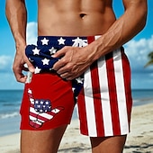  Giornata dell'indipendenza Per uomo 4 luglio, 250° anniversario degli Stati Uniti Bandiera degli Stati Uniti Patriottico Pantaloncini foderati Pantaloncini da bagno 2 in 1 Costumi da bagno Misura del