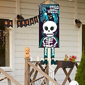 cheap Halloween Outdoor Decor-Halloween Hanging Fan Flag Bunting Outdoor Flag for Outdoor Halloween Yard Fence Hanging Spooky Pumpkin Banner Flag Table Decor Fall Room Decor Aesthetic Halloween Birthday Party Decor