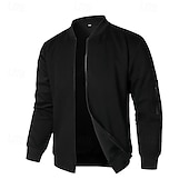 preiswerte Lässige Jacken-Herren Leichte Jacke Freizeitjacke Urlaub Täglich Tasche Frühling Herbst Einfach Mode Klassisch Stehkragen Regulär Schwarz Blau Grau Jacken