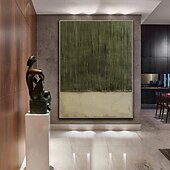 cheap Wabi Sabi-Handmade Oil Painting Canvas Wall Art Decoration Wabi-Sabi Style Retro Green Texture Abstract for Home Decor Stretched Frame Hanging Painting/Rolled Frameless Unstretched Painting