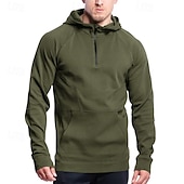 abordables sudaderas de lana-Hombre Sudadera Sudadera con capucha de lana Sudadera táctica con capucha Negro Verde Ejército Azul Marino Gris Oscuro Con Capucha Plano Cerrar Retazos Cremallera de un cuarto Deporte Casual Diario