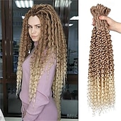 abordables Crocheter les cheveux-Ensemble complet d&#039;extensions de dreadlocks bouclées blondes platine à double extrémité pour femmes, dreadlocks ondulées blondes faites à la main, dreadlocks synthétiques souples au crochet (50 mèches
