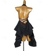 voordelige wedstrijd jurk-Latin Salsa Dance Kleding Pure Kleur Gesplitst Dames Prestatie Opleiding Mouwloos Chinlon Netstof