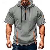 economico felpe con cappuccio da uomo di base-Per uomo Felpa con cappuccio Felpa con cappuccio tattica Tattico Rosso bordeaux Nero Blu marino Blu Verde scuro Con Cappuccio Semplice Tasca Frontale Zip a un quarto Sport &amp; Outdoor Casuale Quotidiano