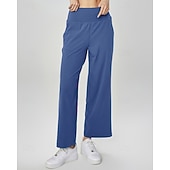 preiswerte Yogahosen &amp; Pumphosen-Damen Fitnesshose Pilates-Hosen Yogahose Mit Taschen Leicht Hohe Taille Fitnessstudio Pilates Zumba Unterteile Einfarbig Schwarz Weiß Dunkelmarine Herbst Sport Sportkleidung Mikroelastisch Lässiger