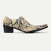 abordables Mocassins en cuir de qualité supérieure-Chaussures habillées en cuir imprimé peau de serpent pour hommes – mocassins formels en cuir de vachette de qualité supérieure avec doubles boucles métalliques, bout pointu et clous pour les banquets en soirée, les galas de mode et les soirées masquées