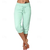 billige cargobukser for kvinner-Dame Capri-bukser Søndagsshorts Gatemote Fritid Kalv lengde Medium Midje عادي Elastisk midje Snorer Pusteevne Myk Mikroelastisk Feriereise Gate Dagligdagstøy Svart Rosa Navyblå Grønn Sommer Normal