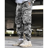 cheap Cargo Pants-Men&#039;s Cargo Pants Trousers Camo Pants Elastic Waist Drawstring Multi Pocket Camouflage Wearable Outdoor Daily Camping &amp; Hiking Fashion Classic Green Gray
