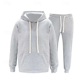 cheap Basic Tracksuits-Men&#039;s Hoodie Tracksuit Sweatsuit Black White Camel Orange Light Grey Hooded Plain 2 Piece Sports &amp; Outdoor Daily Holiday Polyester Streetwear Basic Casual Spring Autumn / Fall Clothing Apparel Hoodies
