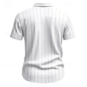economico Casual da lavoro-Per uomo Camicia Camicia di lino Camicia casual Camicia con Bottoni Camicia di cotone A righe Vacanza Streetwear Nero Bianco Blu marino Cachi Manica Corta Collo ripiegato Estate Abbigliamento