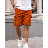 baratos Ar livre-Homens Bermuda Cargo Calção Shorts de verão Com Cordão Cintura elástica Bolso multi Tecido Conforto Vestível Comprimento do joelho Ao ar livre Esporte Diário Moda Casual Preto Azul Marinho
