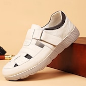 economico Sandali casual-Sneakers da uomo con cinturino in velcro color cuoio, tomaia traspirante e suola flessibile: scarpe comode ed eleganti per abbigliamento casual e attività all&#039;aperto
