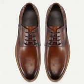 preiswerte Klassische Anzugschuhe-Herren-Derbyschuhe aus hochwertigem Rindsleder in Braun mit Glattleder-Finish – elegantes Schuhwerk fürs Büro, Geschäftstreffen und formelle Anlässe