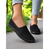 cheap Women&#039;s Sneakers-Women&#039;s Canvas Slip-On Sneakers – Lightweight Minimalist Flats for Daily Errands, Park Walks and Weekend Brunch Outings