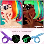 economico Clip nelle estensioni-10 pezzi di extension per capelli che si illuminano al buio, clip in, extension per capelli sintetiche con clip, extension per capelli che si illuminano al buio, accessori per capelli che si