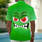 abordables Modèle 3D-Homme Dessin animé Drôle Visage Souriant Chemise Chemise d&#039;été Chemise Boutonnée Manche Courte Mode Décontractée Extérieur Vacances Tenue Quotidienne Été Printemps Col Rabattu Impression 3D chemises