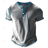 levne Geometrické-Pánské Geometrický Abstraktní Tričko Henley Waffle Tričko Krátký rukáv Denní Retro Klasické Outdoorové sporty Ležérní Dovolená Léto Jaro léto Fialová Červená Vodní modrá Šedá Henley Tričko Henley