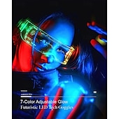 cheap Accessories-M3GAN 2.0 LED Cyberpunk Visor Glasses Doll Megan Robot Glasses Futuristic Glow Goggles with HUD Display 7-Color Light Modes Perfect for Halloween Carnival Raves Cosplay Festivals