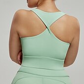 baratos Sutiãs esportivos &amp; coletes-Mulheres Sutiã de ioga Tanque Sutiã Pilates Roupa-Interior Suportes altos Respirável absorvente de suor Sem Fio Com almofadas Cor Sólida / Simples Esporte Roupas Esportivas Branco Azul Academia