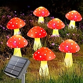 ieftine Lumini de peisaj-8 buc lumini solare de grădină cu ciuperci, lumini de grădină impermeabile cu ciuperci, pentru Crăciun, Halloween, Ziua Recunoștinței, curte, gazon, alee, decorațiuni de petrecere de sărbători