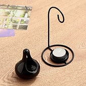 billige nattbordslampe-1 stk. svart hengende komfyr - kreativ aromaterapi eterisk olje &amp;voksvarmer med blank overflate uten strømbehov for interiør, stearinlyslampe for avslapning, lysestake, elegant lampe, kunstnerisk
