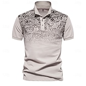 preiswerte Herren Elite Polo-Herren Männlich Blumen Blumenmuster Polo Strick-Polopullover Kurzarm Umlegekragen Polokragen Modern Formell Arbeit Sport &amp; Outdoor Knöpfe Drucken Frühling Rubinrot Weiß Hellblau