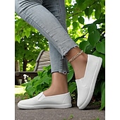 cheap Women&#039;s Sneakers-Women&#039;s Canvas Slip-On Sneakers – Lightweight Minimalist Flats for Daily Errands, Park Walks and Weekend Brunch Outings