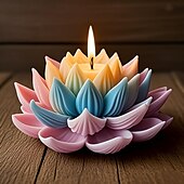 abordables Moisissure-Moule en silicone en forme de lotus - Bougie d&#039;aromathérapie DIY, décoration de mariage, ensemble de fabrication de bougies roses, cadeau unique pour la Saint-Valentin, la fête des mères, un