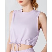 billiga Löpar-T-shirts och linnen-Dam Linne för jogging Snörning Lättvikt Ärmlös Överdelar UPF 50 Solskydd Snabb tork Vekefukt Pilates Löpning Yoga Sportkläder Sportkläder Solid färg Ljusgul Svart Vit