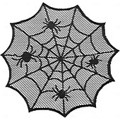 お買い得  ハロウィンキッチン-ハロウィーンの黒いレースの蜘蛛の巣のテーブルマット、蜘蛛の巣模様のプレースマット、あらゆる機会に使えるホームアクセサリー