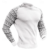preiswerte Herrenpullover-Herren Pullover Strickpullover Waffel Stricken Farbblock Rundhalsausschnitt Elegant Vintage Formell Heim Bekleidung Bischofsärmel Herbst Winter Schwarz Weiß S M L