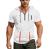 abordables sudaderas basicas hombre-Hombre Sudadera Sudadera con capucha y cremallera de un cuarto Negro Blanco Azul Marino Azul Piscina Caqui Con Capucha Plano Bolsillo Cremallera de un cuarto Deporte Diario Festivos Poliéster Ropa de