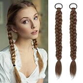 economico Code-2 pezzi di extension per coda di cavallo intrecciata con elastici per capelli, morbidi pezzi di capelli sintetici per donne e ragazze, da indossare tutti i giorni, 16 pollici