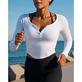 Χαμηλού Κόστους T-shirts και αμάνικα μπλουζάκια για τρέξιμο-Γυναικεία Τρέξιμο Top Tricou de Alergat Κουμπιά 2 σε 1 Μακρυμάνικο Μπλουζάκι Αναπνέει Γρήγορο Στέγνωμα Ελαφρύ Ελαστικό Τέννις Γκολφ Τρέξιμο ΑΘΛΗΤΙΚΑ ΡΟΥΧΑ Ρούχα Γυμναστικής Μονόχρωμο Σομόν Λευκό Ροζ