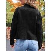 billiga casual jackor-Dam Vardaglig jacka Bekväm Andningsfunktion Dragkedja Ficka Ledigt Slät Semester Gata Ledigt Dagliga kläder Dragkedja Kort Kavajslag Normal Långärmad Ytterkläder Svart Brun Armégrön Vår Höst