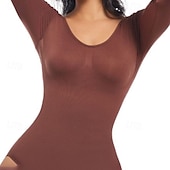 economico Intimo modellante da donna-Da donna Intimo Modellante Modellatore del corpo con seno Maniche lunghe Semplice Elastico Per Pilates Danza Fitness