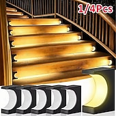 cheap Ground Lights-1/4PCS LED Step Lamp Solar Stair Light Outdoor IP65 Waterproof Solar Light for Garden Deck Path Balcony Decor Lighting