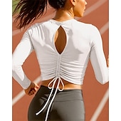tanie Koszulki biegowe i topy-Damskie Bieganie na górze Koszulka do biegania Szczupła Pullover Długi rękaw Tee Tshirt Solidne kolory Szybkie wysychanie Lekki Elastyczny Oddychający Bransoletka tenisowa Golf Bieganie Odzie